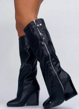 Biker Baddie Calf High Boot